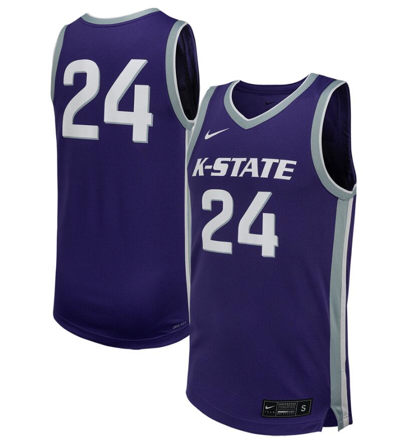 Men Nike #24 Purple Kansas State Wildcats blue Basketball Jersey->more ncaa teams->NCAA Jersey